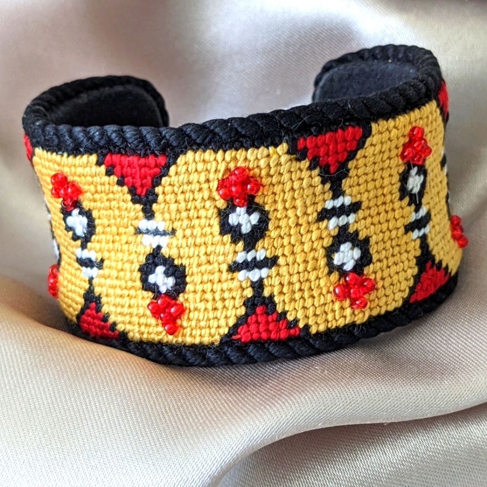 Native American Cuff Bracelet with some red beads